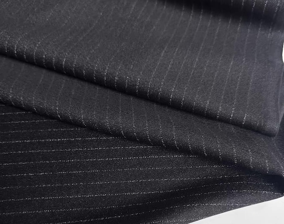 Striped silk wool fabric by the yard