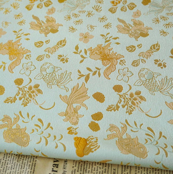 Goldfish Jacquard brocade fabric by the yard