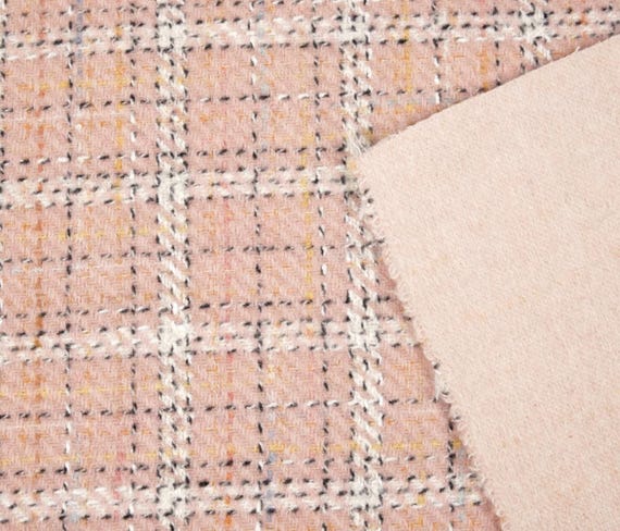 Double sided plaid wool fabric by the yard