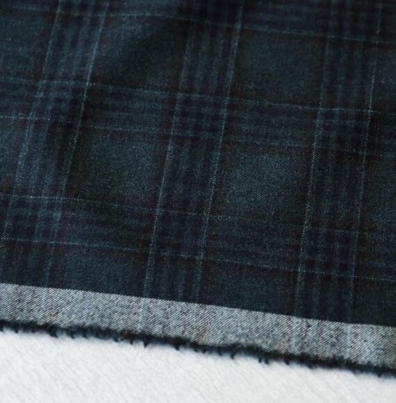 Italian Fabric Plaid worsted wool fabric by the yard