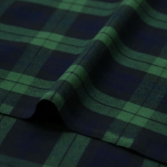 Plaid Worsted Wool fabric by the yard