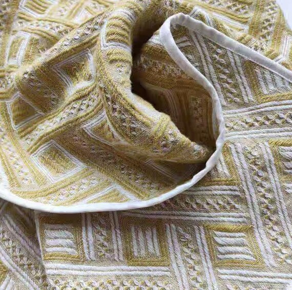 Extra Wide Jacquard Linen Fabric by the yard - 280cm Wide