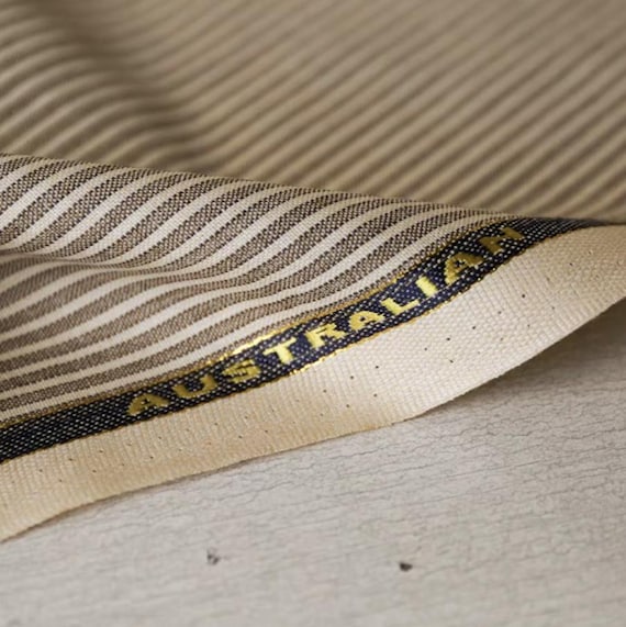 Striped Worsted Wool fabric by the yard