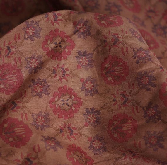 Print floral linen fabric by the yard