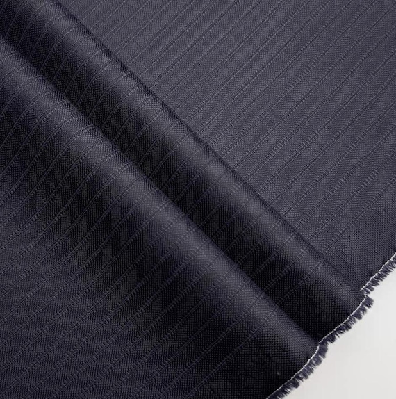 Striped Worsted wool fabric by the yard