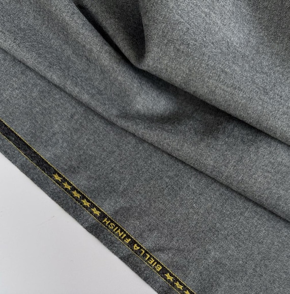 Grey Worsted Wool fabric by the yard