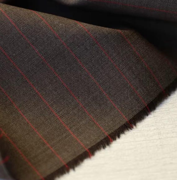 Striped Worsted Wool fabric by the yard