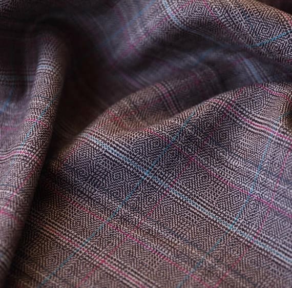 Jacquard Pattern Worsted Wool fabric by the yard