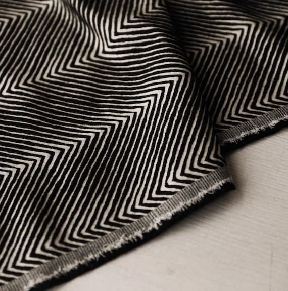 Jacquard Herringbone wool fabric by the yard