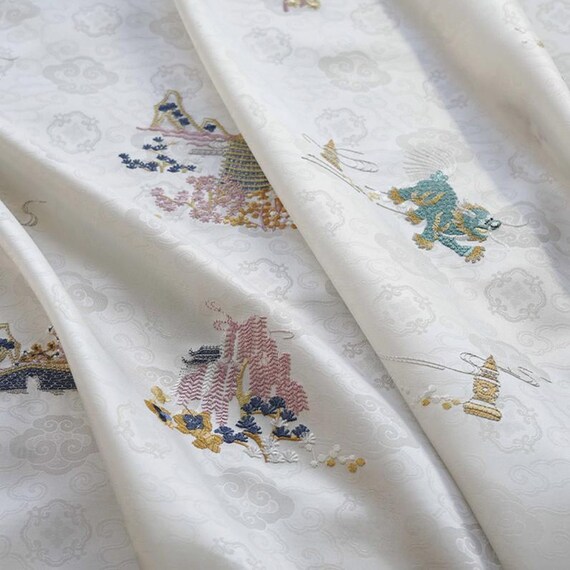 Jacquard brocade fabric by the yard