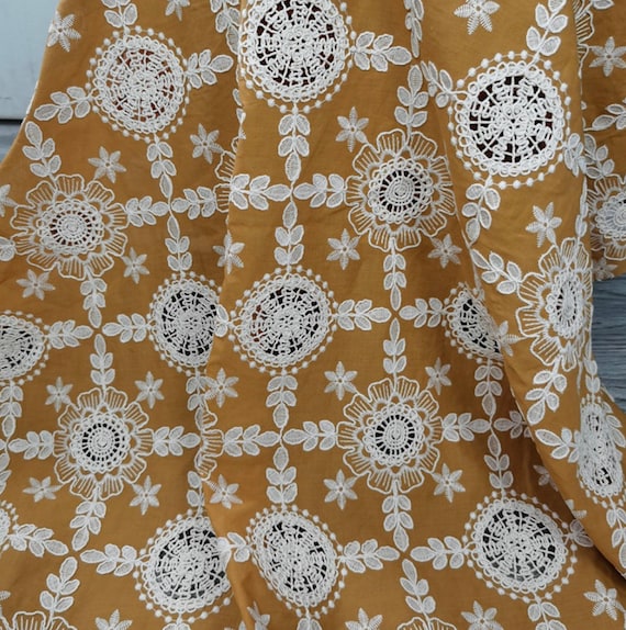 Embroidery cotton fabric By the yard