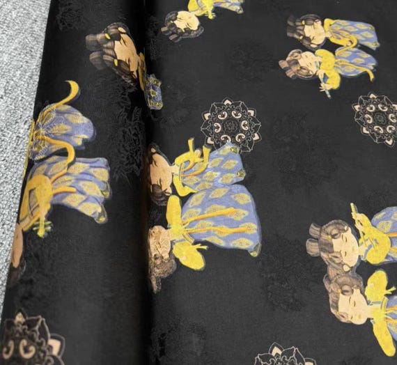 Jacquard Gambiered silk fabric by the yard