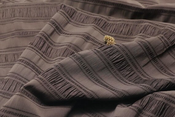 Chocolate textured striped fabric by the yard