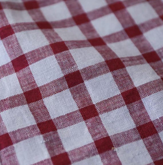 Plaid linen fabric by the yard