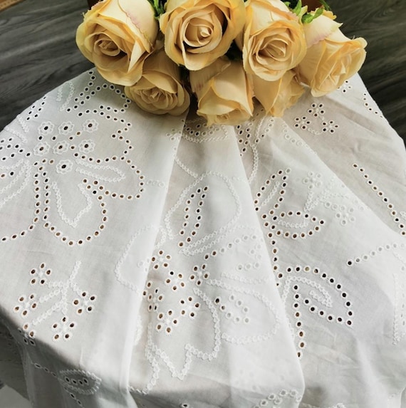 Embroidery cotton fabric By the yard