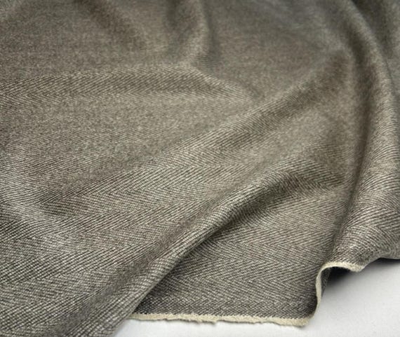 Herringbone Cashmere Wool fabric by the yard