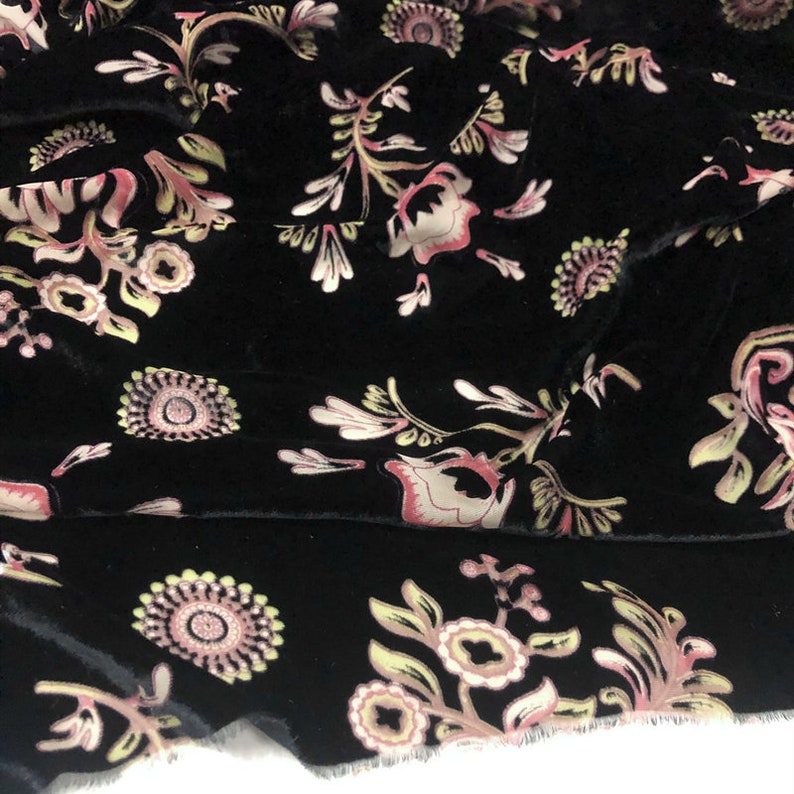Floral Silk Velvet Fabric by the Yard | Etsy