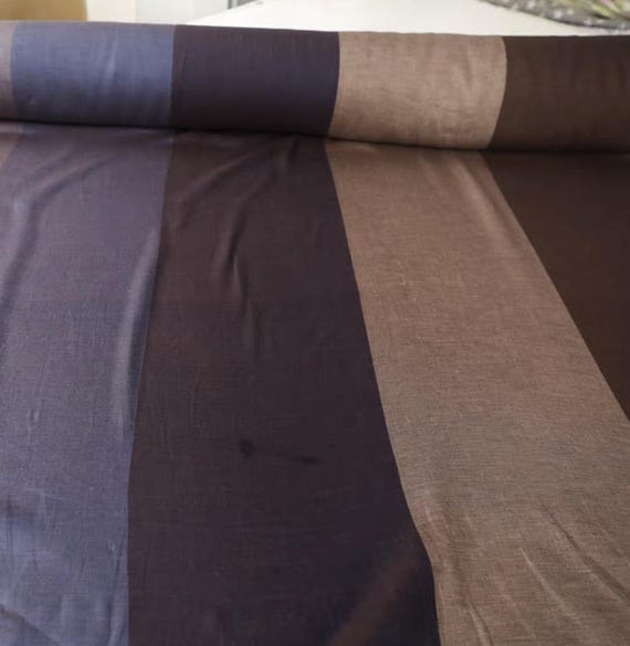 Striped linen fabric by the yard
