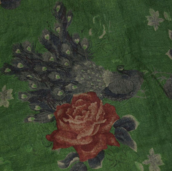 Print floral linen fabric by the yard