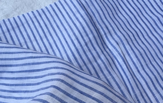 Striped linen fabric by the yard