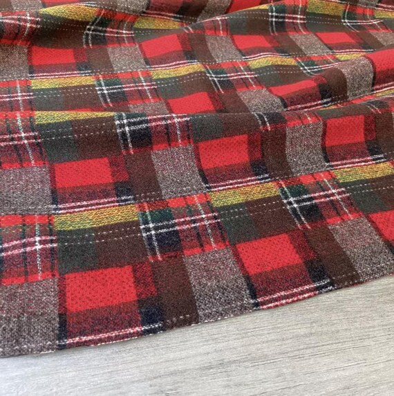 Plaid wool fabric by the yard