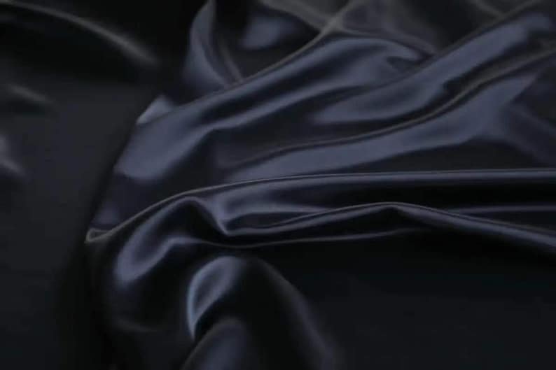 Japanese fabric Navy Satin Triacetate fabric by the yard