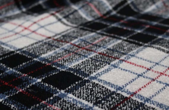 Plaid wool fabric by the yard