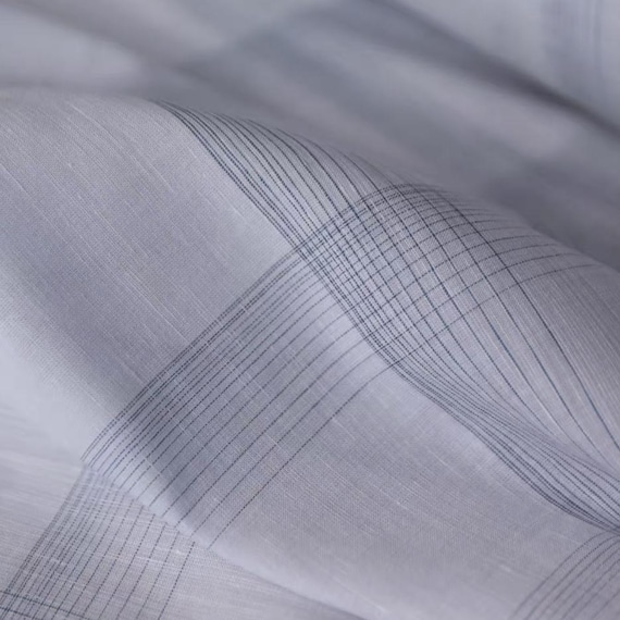 Plaid ramie fabric by the yard