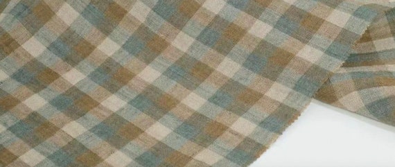 Plaid linen fabric by the yard