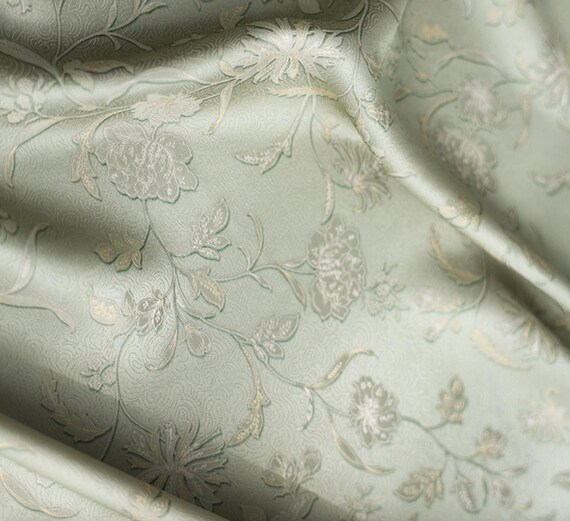 Jacquard silk fabric, Floral silk fabric by the yard