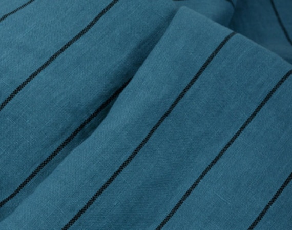 Striped linen fabric by the yard