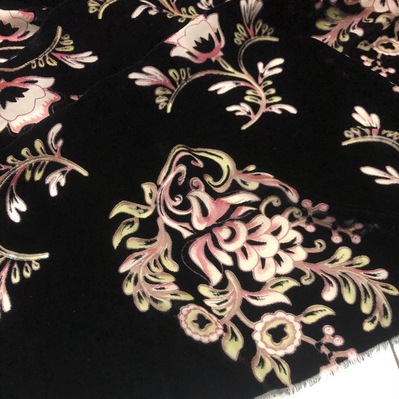 Floral Silk Velvet Fabric by the Yard Etsy