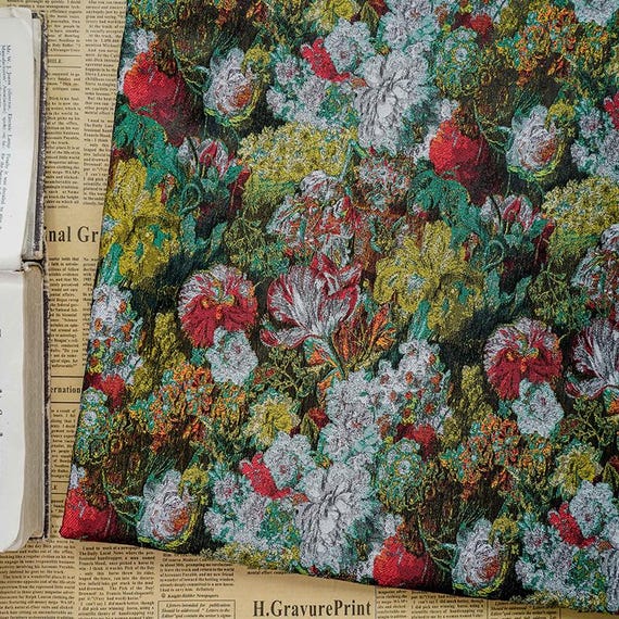 Jacquard brocade fabric by the yard