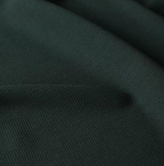 Dark Green Textured Worsted Wool fabric by the yard