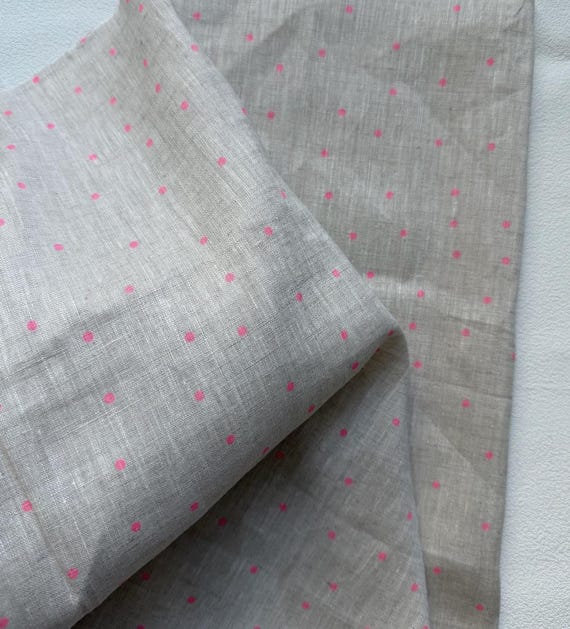 Polka Dots Print linen fabric by the yard