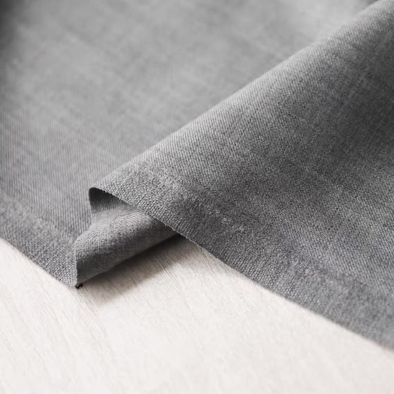 Worsted Wool fabric by the yard SUITING Fabric Light Gray
