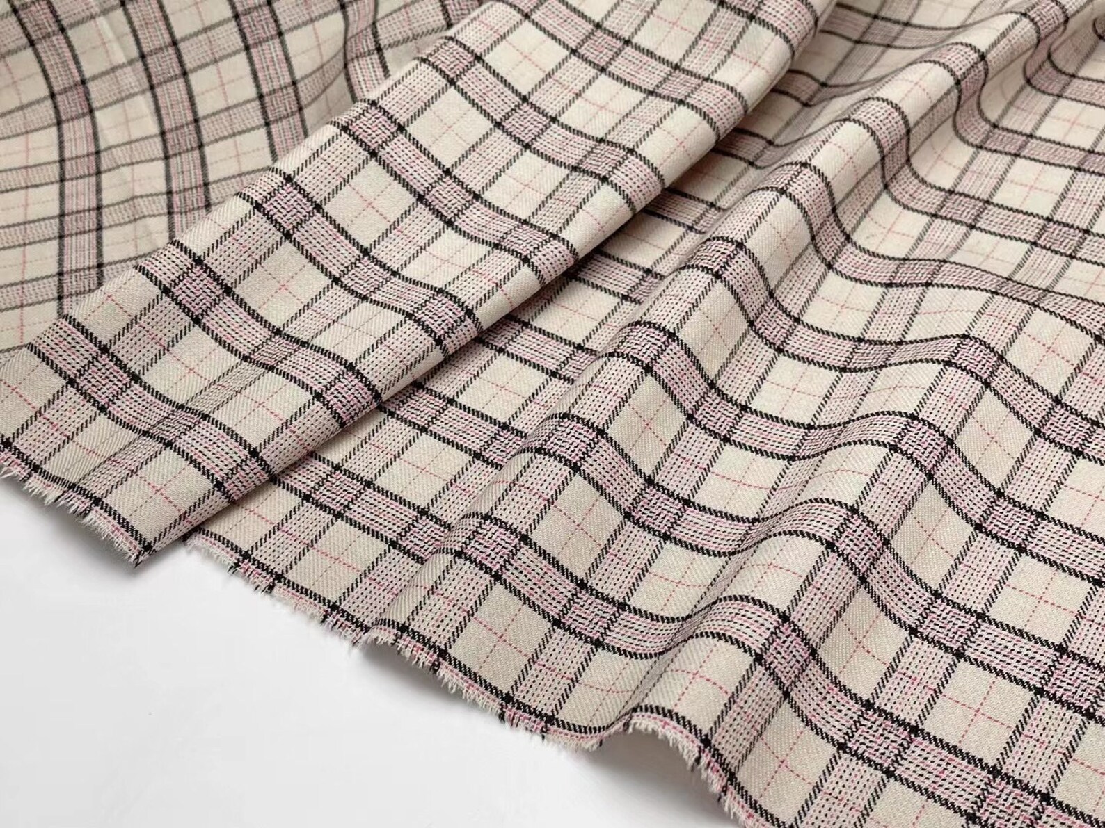 Plaid Worsted wool fabric by the yard | Etsy