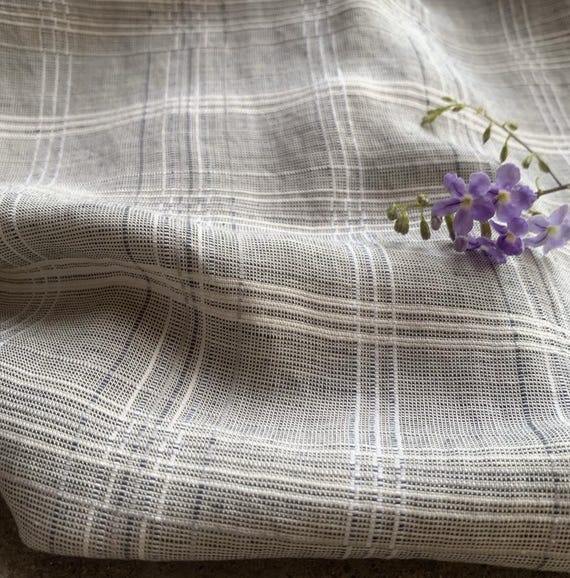 Plaid linen fabric by the yard
