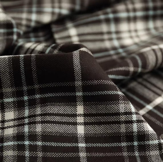 Plaid worsted wool fabric by the yard