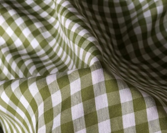 Plaid linen cotton fabric grid gingham checkered linen fabric by the yard