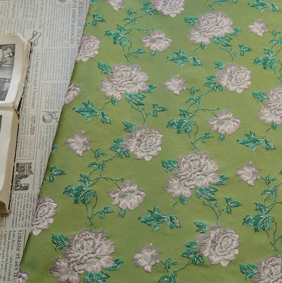 Flowers Jacquard brocade fabric by the yard