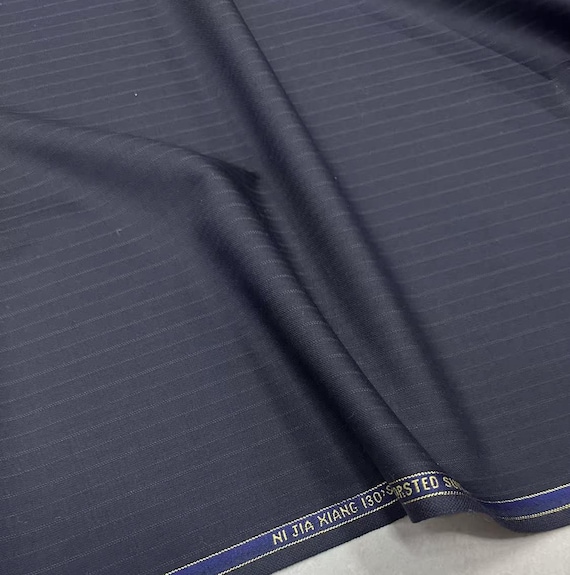 Striped Worsted Wool fabric by the yard