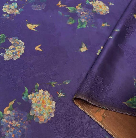 Jacquard Gambiered silk fabric by the yard