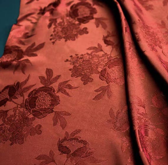 Jacquard floral viscose fabric by the yard