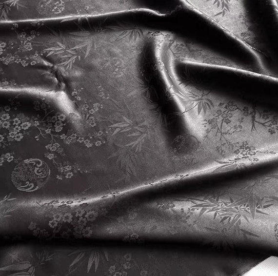 Jacquard Gambiered silk fabric by the yard