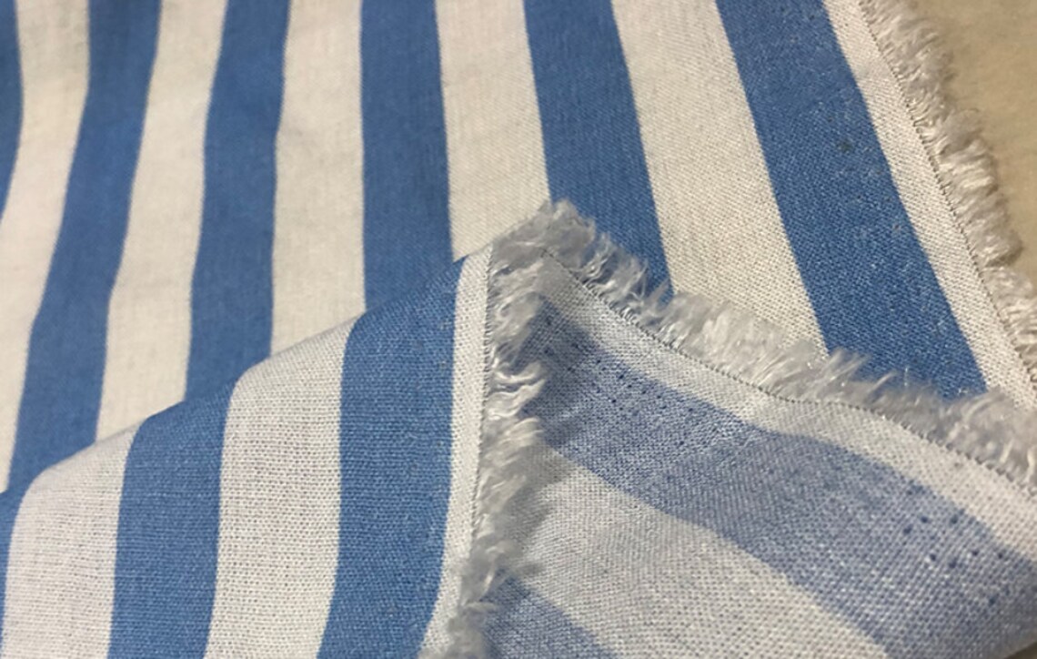 Striped linen cotton fabric by the yard Etsy