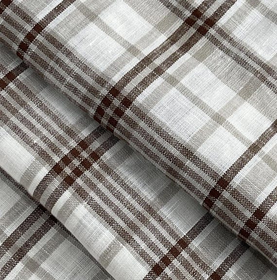 Plaid linen fabric by the yard Multi color options