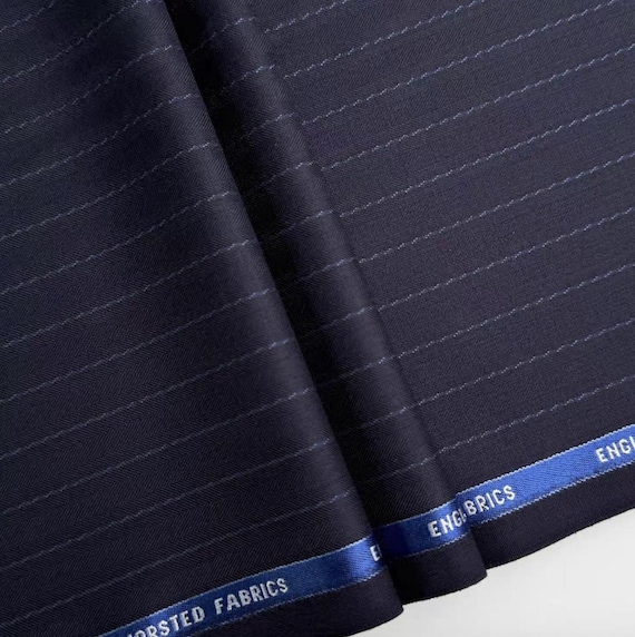 Striped Worsted wool fabric by the yard