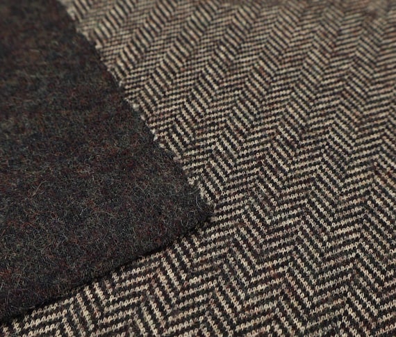 Herringbone knit wool fabric by the yard