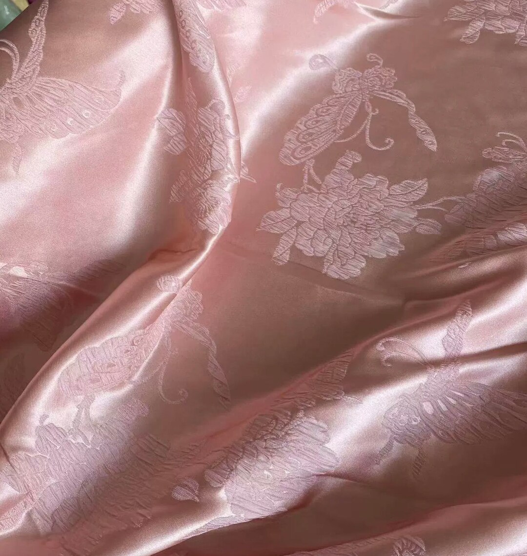 Jacquard Embossed Silk Fabric by the Yard Etsy